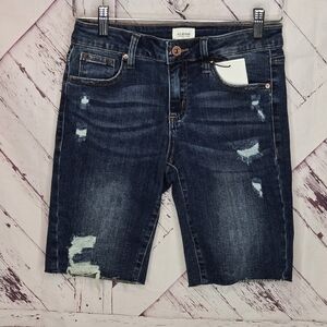 AZ Jean Raw Hemline Bermuda Distressed Shorts